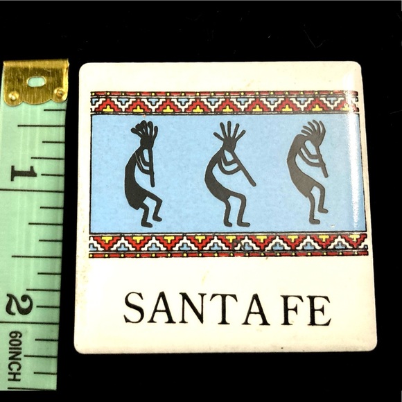 Vintage Kokopelli Santa Fe Tile Refrigerator Magnet - Picture 2 of 5